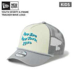 �j���[�G�� ���b�V���L���b�v �L�b�Y NEW ERA  Youth 9FORTY A-Frame�g���b�J�[ Wave Logo �N���[���z���C�g/�O���[ �X�q �q�� 14746992