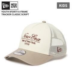 �j���[�G�� ���b�V���L���b�v �L�b�Y NEW ERA Youth 9FORTY A-Frame �g���b�J�[ Classic Script �N���[���z���C�g/�y�u�� �X�q �q�� 1474