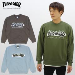 XbV[(THRASHER) SPLIT FLAME STICKER CREW SWEAT (TH94335PL) Y N[XEFbg [AA]