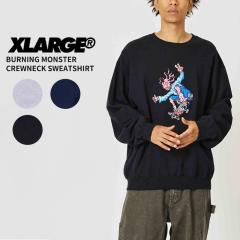 �G�N�X�g�����[�W XLARGE BURNING MONSTER CREWNECK SWEATSHIRT �N���[�l�b�N �X�E�F�b�g�V���c �g���[�i�[ �����Y 101234012021