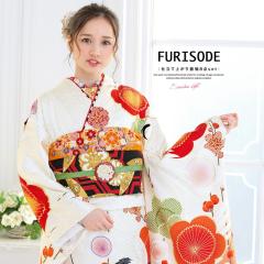 平和屋本店□極上 創業460年・千總 振袖 駒刺繍 誰が袖橘花文 東雲色地