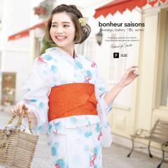 オレンジ色の浴衣 人魚 真珠 星 ヒトデ うろこ 綿 浴衣セット レディース レトロ 浴衣セット 大人 3点セット 白系