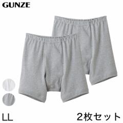 グンゼ 快適工房 紳士 前開きボクサーブリーフ 2枚セット LL (メンズ GUNZE 綿100％ コットン パンツ 男性 下着 肌着 インナー 白 グレー