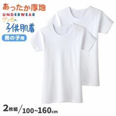 グンゼ 子供 肌着 半袖 男の子 綿100% 厚地 丸首シャツ 襟あき広め 2枚組 100cm～160cm キッズ 下着 インナー 綿100％ コットン 子ども 