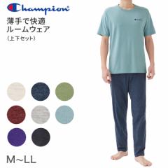 チャンピオン 半袖 長ズボン パジャマ メンズ 上下セット M～LL Champion 夏 部屋着 ホームウェア ルームウェア セットアップ ロゴ入り 
