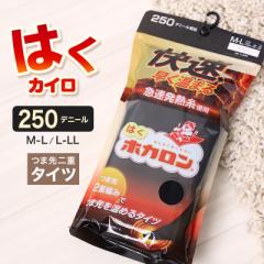 発熱タイツ レディース タイツ ホカロン つま先二重編み あたたかい あったかい 防寒 250デニール M-L L-LL 暖かい 吸湿発熱 アツギ 黒 a