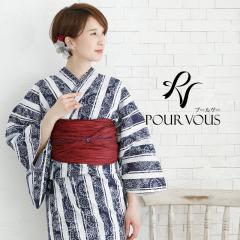 即納【レディース浴衣3点セット】白/灰色系/牡丹/大柄/変わり織り/30代