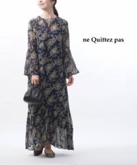 kLep MU[hX Os[X Rayon Ggt Flower Print Gather Sleeve Dress ne Quittez pas 010402916 Ki 2020H~