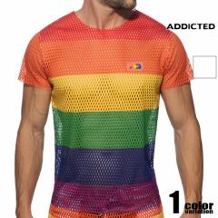 ADDICTED/AfBNeBbh MESH RAINBOW T-SHIRT bV C{[   ؂ςȂ TVc@@Y@t@bV@g