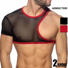 ADDICTED/AfBNeBbh IRREGULAR MESH CROP TOP bV Nbvhgbv Ώ AVg[ ^Ngbv@Ȃ@m[X