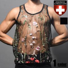 AndrewChristian/Ah[NX` Sheer Embroidered Lace Tank Top ԁ@hJ V[X[ ^Ngbv Y 