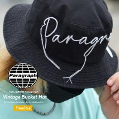 【メール便送料無料】Paragraph パラグラフ バケットハット 帽子 メンズ レディース ロゴ刺繍 ブランドVintage Bucket Hat No.02 ブラッ