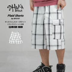 SHAKA WEAR �V���J�E�F�A �`�F�b�N �J�[�S �V���[�g�p���c �n�[�t�p���c �����Y PLAID SHORTS �z���C�g