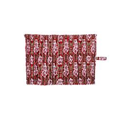 ○トラック用 仮眠カーテン 金華山 桜 プリーツ ブラック＆レッド 標準