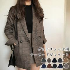 春新作 テーラードジャケット レディース コート アウター 薄手 長袖 ミディアム丈 羽織り 袖スリット 裏地 グレンチェック柄 お洒落 可
