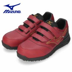 安全靴 ミズノ MIZUNO オールマイティ LS II 22L ワイド メンズ ワーキングシューズ ワインレッド F1GA210563 赤 ベルトタイプ 幅広 