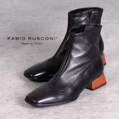 ファビオルスコーニ ブーツ FABIO RUSCONI ショートブーツ レディース 23002 靴 歩きやすい 本革 ローヒール スクエアトゥ イタリア ブラ