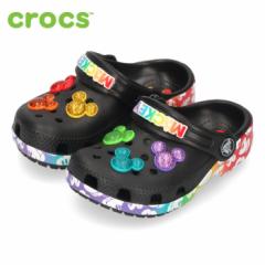 クロックス キッズ サンダル ディズニー ミッキーマウス crocs CLASSIC DISNEY RAINBOW CLOG t 207756 ブラック 0C4 子供靴 セール