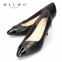 MELMO メルモ パンプス 黒 ヒール ポインテッドトゥ 7850 ブラック コンビ 本革 ワイズ 2E レディース 靴 日本製    