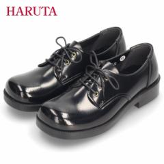 HARUTA ハルタ おでこレースアップシューズ 靴 レディース 黒 4902 ブラック シンプル ローヒール スクエアトゥ 学校 通学 定番 スクール