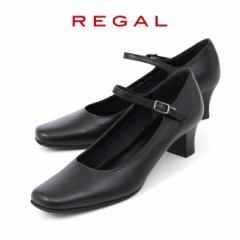 リーガル パンプス ストラップ レディース 靴 REGAL F76L フォーマル 仕事 オフィス ビジネス 本革 ブラック 黒 ローヒール