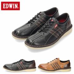 EDWIN エドウィン EDM-702 スニーカー メンズ  ローカット レザー 本革 ブラック 黒 キャメル ブラウン カジュアル シューズ カップイン