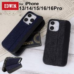 iphone16 �P�[�X EDWIN �G�h�E�B�� �X�^���h�t���w�ʃP�[�X �f�j�� iPhone16 pro �P�[�X �ϏՌ� iphone15 �P�[�X �u�����h iPhone15pro 