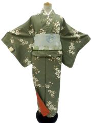 平和屋着物▽小紋 単衣 駒に舞花文 黒地 洗える着物 DAAT9192azの通販