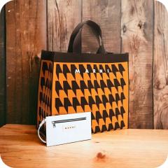 �}���j �g�[�g�o�b�O ���f�B�[�X MARNI �|���G�X�e�� �C�^���A SHMP0073A1 �I�����W�n �u���E���n �o�b�O