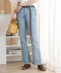 秋新作 大きいサイズ レディース フレア デニムパンツ 裾フリンジ スリット入り デニム パンツ スキニー ジーパン ジーンズ フレアパンツ