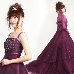 カラードレス レンタル 9号-13号 プリンセスライン ピンク黒 お色直し