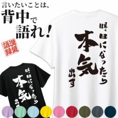 名入れ Tシャツ お名前入り おもしろ 明日になったら本気出す オリジナル語録 リンクコーデ 漢字 誕生日 プレゼント オリジナル 半袖 長