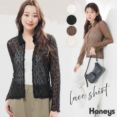 �g�b�v�X �V���c �J�[�f�B�K�� ���� ���[�X�f�� �ԕ����[�X �Z�ߏ� �X�g���b�` �i�C������ �t�����g�{�^�� �ܕt�� ���f�B�[�X Honeys �n