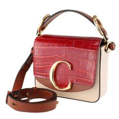 【訳ありアウトレット】クロエ ショルダーバッグ・ポシェット 2WAY CHLOE 193-C01 ピンク系×レッド系 バイカラー パイソン アニマル柄