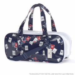 LAURA ASHLEY 画材・絵の具バッグ(絵の具セット(サクラクレパス 水彩 12ml)付き) Stamps (Navy) 子供用 子供 サクラクレパス 水彩セット 