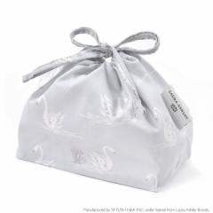 LAURA ASHLEY 巾着 中 マチ有りお弁当袋 Swans 子供用 中 マチ有りお弁当袋 お弁当 巾着 お弁当袋 キッズ お弁当バッグ ランチ 巾着 ラン