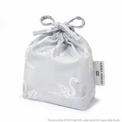 LAURA ASHLEY 巾着 小 コップ袋 Swans 子供用 巾着袋 コップ入れ コップ袋 巾着 コップ入れ 巾着袋 小 保育園 コップ 袋 幼稚園 入園準備