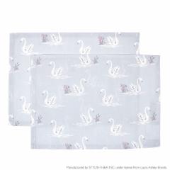 LAURA ASHLEY ランチョンマット(25cm×35cm) 2枚セット Swans 子供用 ナフキン 小学校 幼稚園 給食 ランチクロス テーブル クロス 給食 