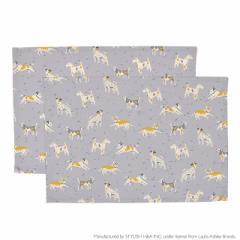 LAURA ASHLEY ランチョンマット(25cm×35cm) 2枚セット DOGS 子供用 ナフキン 小学校 幼稚園 給食 ランチクロス テーブル クロス 給食 ラ