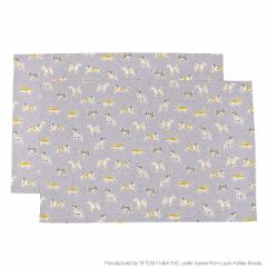 LAURA ASHLEY ランチョンマット(40cm×60cm) 2枚セット DOGS 子供用 ナフキン 小学校 幼稚園 給食 ランチクロス テーブル クロス 給食 ラ