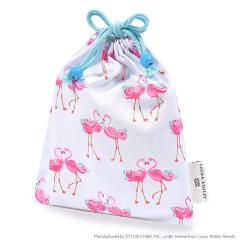 LAURA ASHLEY 巾着 中 マチ無し給食袋 Pretty Flamingo 子供用 巾着袋 中 小学校 お 袋 袋 給食 袋 小学生 入学 道具袋 巾着 マチ 幼稚園