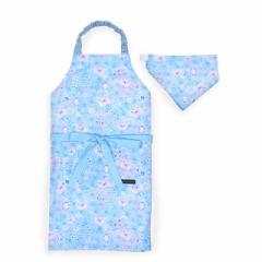 子どもエプロン (130～160cm) はっ水ノーアイロン ムーンライトバタフライ 子供用 子供 こども エプロン 三角巾 セット ゴム キッズエプ