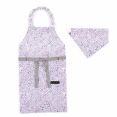 子どもエプロン (130～160cm) はっ水ノーアイロン フローラルミスト 子供用 子供 こども エプロン 三角巾 セット ゴム キッズエプロン 幼