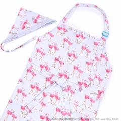 LAURA ASHLEY エプロン(150～160)三角巾付き Pretty Flamingo エプロン キッズ 子供 子どもエプロン 子供用エプロン 男の子 ゴム 小学生 