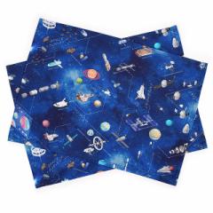 ランチョンマット(25cm×35cm) はっ水ノーアイロン 2枚セット 未来の惑星探査と宇宙船 子供用 ナフキン 幼稚園 ランチクロス テーブル ク