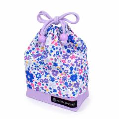 巾着 小 コップ袋 (ネームタグ付き) はっ水ノーアイロン フラワー模様のエアリーシャワー 子供用 巾着袋 コップ入れ コップ袋 巾着 コッ