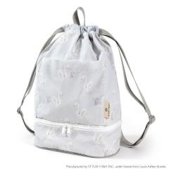 LAURA ASHLEY プールバッグ (ナップサックタイプ) 撥水・軽量タイプ Swans 子供用 プールバック キッズ 防水 水泳バッグ 手提げ 撥水 小