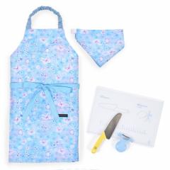 エプロン 100-120cm 撥水・軽量タイプ・キッチングッズ（中級）4点セット ムーンライトバタフライ まな板 ピーラー 包丁