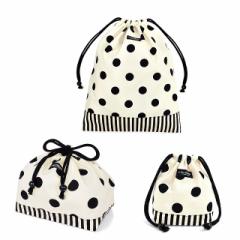 入園入学シリーズ 巾着3点セット（体操服袋・お弁当袋・コップ袋）polka dot large(twill・white) 体操服袋 入園 セット 幼稚園 入園グッ