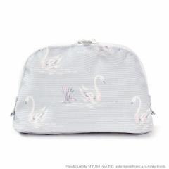 LAURA ASHLEY ラウンドポーチ スモール 撥水・軽量タイプ Swans 化粧ポーチ 携帯用 化粧ポーチ ナイロン おしゃれ  W5300100